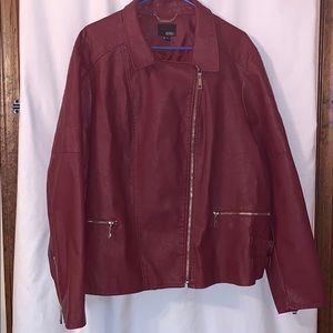 Ana Red Faux Leather Jacket 3X